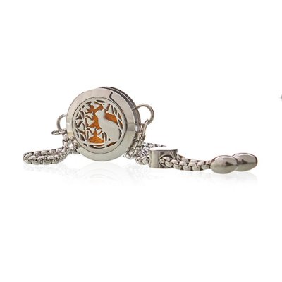 (image for) Aromatherapy Jewellery Chain Bracelet - Cat & Flowers - 20mm