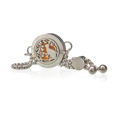 (image for) Aromatherapy Jewellery Chain Bracelet - Cat & Flowers - 20mm