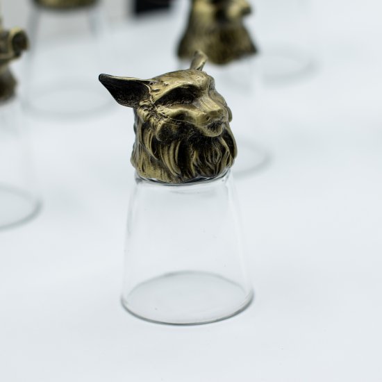(image for) Gift Set of 12 Bottom Up Shot Glasses (25ml) - Forest & Mystical Creatures - Antique Bronze