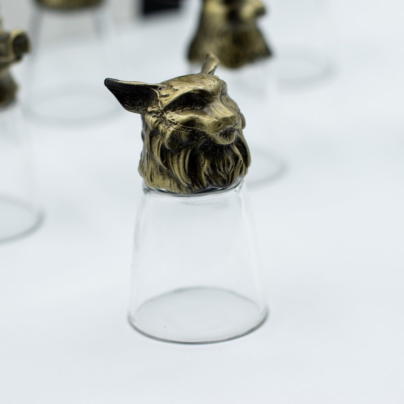 (image for) Gift Set of 12 Bottom Up Shot Glasses (25ml) - Forest & Mystical Creatures - Antique Bronze