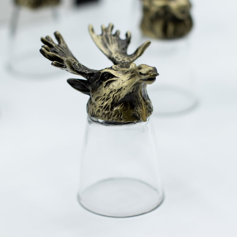 (image for) Gift Set of 12 Bottom Up Shot Glasses (25ml) - Forest & Mystical Creatures - Antique Bronze