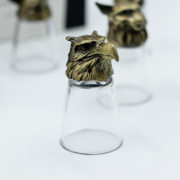 (image for) Gift Set of 12 Bottom Up Shot Glasses (25ml) - Forest & Mystical Creatures - Antique Bronze