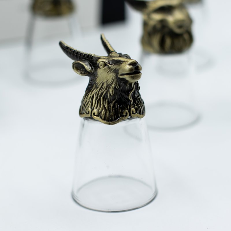 (image for) Gift Set of 12 Bottom Up Shot Glasses (25ml) - Forest & Mystical Creatures - Antique Bronze