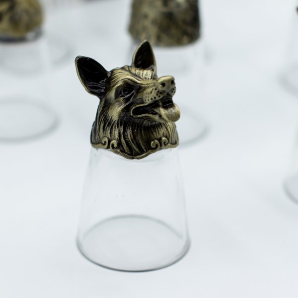 (image for) Gift Set of 12 Bottom Up Shot Glasses (25ml) - Forest & Mystical Creatures - Antique Bronze