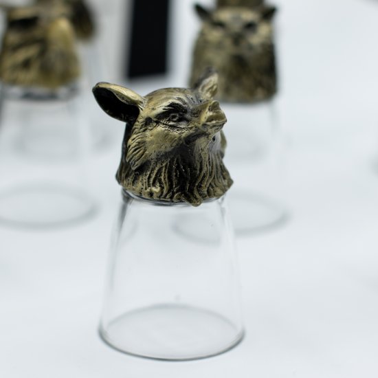 (image for) Gift Set of 12 Bottom Up Shot Glasses (25ml) - Forest & Mystical Creatures - Antique Bronze