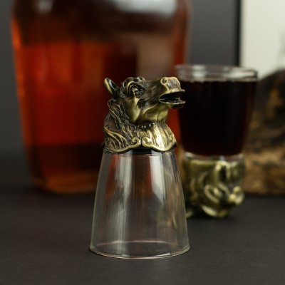 (image for) Gift Set of 12 Bottom Up Shot Glasses (25ml) - Forest & Mystical Creatures - Antique Bronze