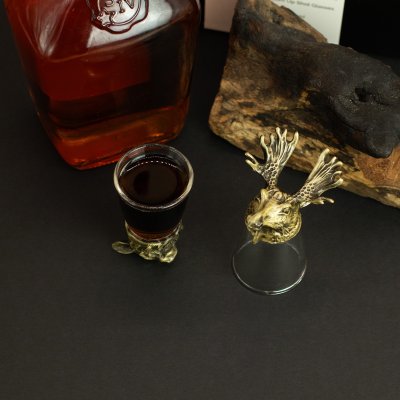 (image for) Gift Set of 12 Bottom Up Shot Glasses (25ml) - Forest & Mystical Creatures - Antique Bronze