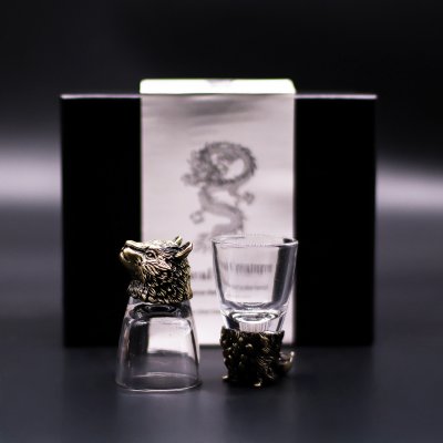 (image for) Gift Set of 6 Shot Glasses (50ml) - Wild Forest Creatures - Antique Bronze