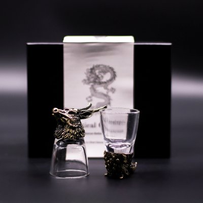 (image for) Gift Set of 6 Shot Glasses (50ml) - Wild Forest Creatures - Antique Bronze