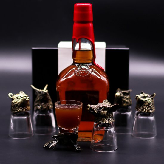 (image for) Gift Set of 6 Shot Glasses (50ml) - Wild Forest Creatures - Antique Bronze