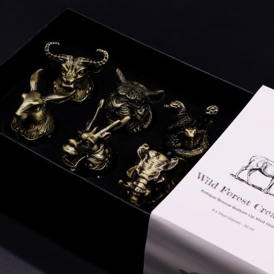 (image for) Gift Set of 6 Shot Glasses (50ml) - Mystical Creatures - Antique Bronze