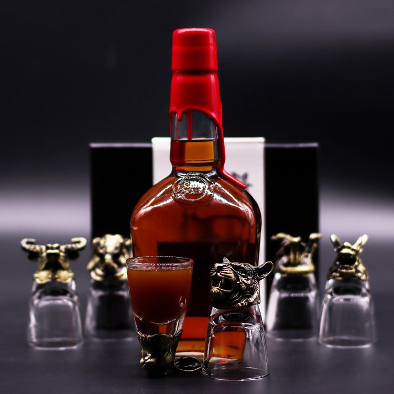 (image for) Gift Set of 6 Shot Glasses (50ml) - Mystical Creatures - Antique Bronze