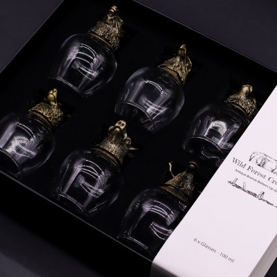 (image for) Gift Set of 6 Glasses (100ml) - Wild Forest Creatures - Antique Bronze