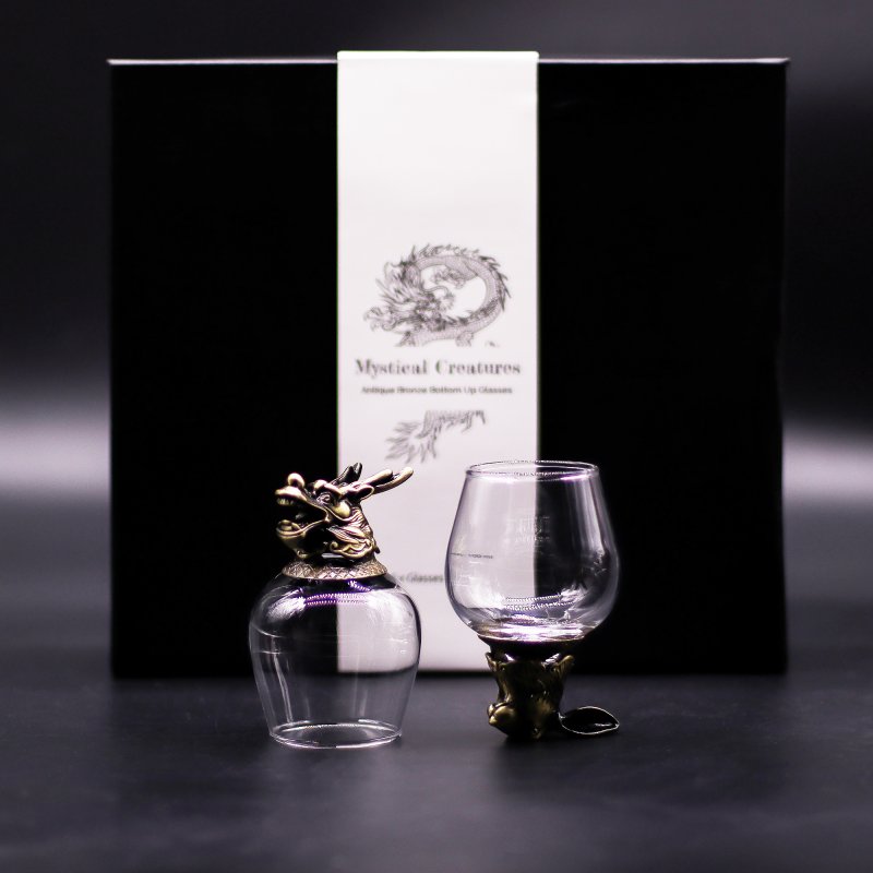 (image for) Gift Set of 6 Glasses (100ml) - Mystical Creatures - Antique Bronze