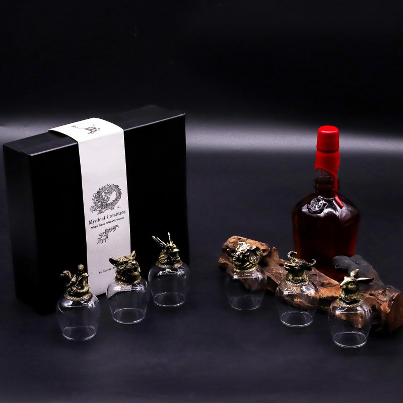 (image for) Gift Set of 6 Glasses (100ml) - Mystical Creatures - Antique Bronze