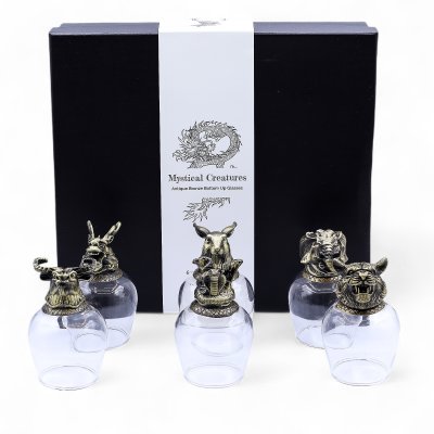 (image for) Gift Set of 6 Glasses (100ml) - Mystical Creatures - Antique Bronze