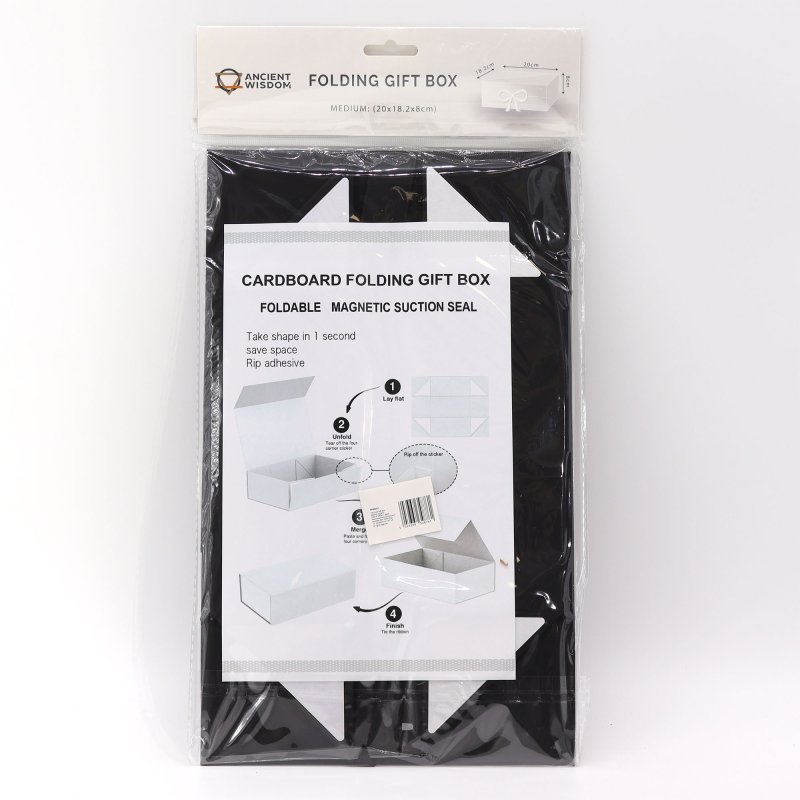(image for) Flat Pack Gift Box - Medium Square (20x18.2x8cm) - Black