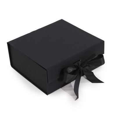 (image for) Flat Pack Gift Box - Medium Square (20x18.2x8cm) - Black