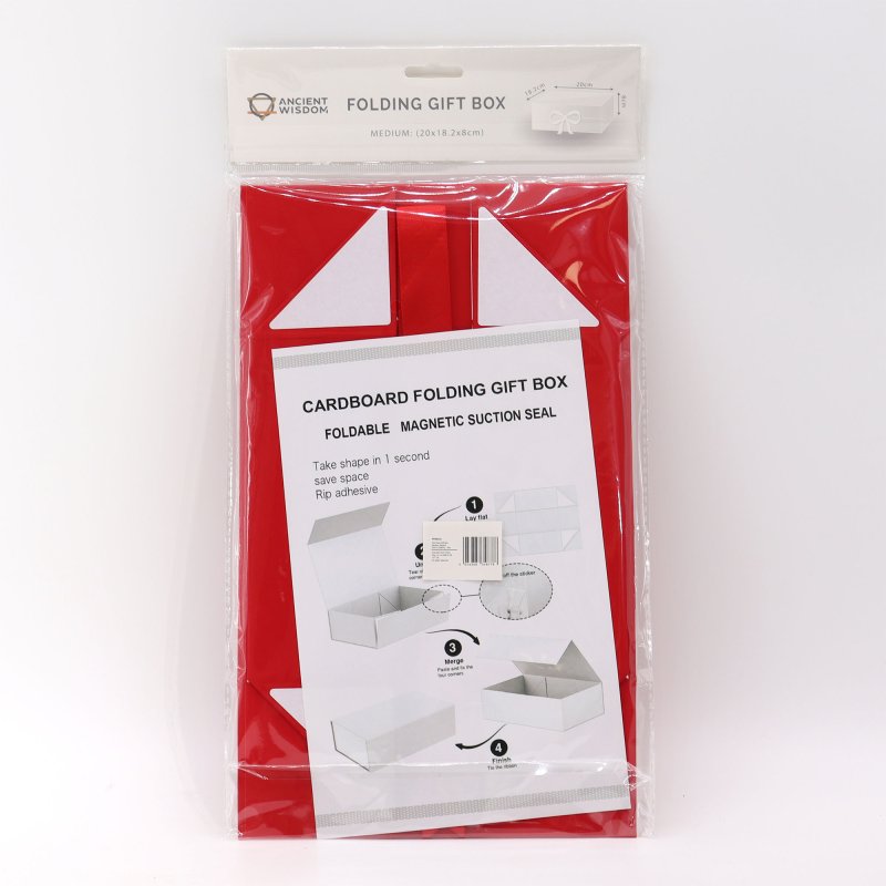 (image for) Flat Pack Gift Box - Medium Square (20x18.2x8cm) - Red