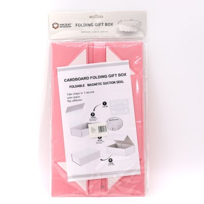 (image for) Flat Pack Gift Box - Medium Square (20x18.2x8cm) - Pink