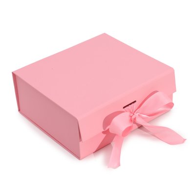 (image for) Flat Pack Gift Box - Medium Square (20x18.2x8cm) - Pink