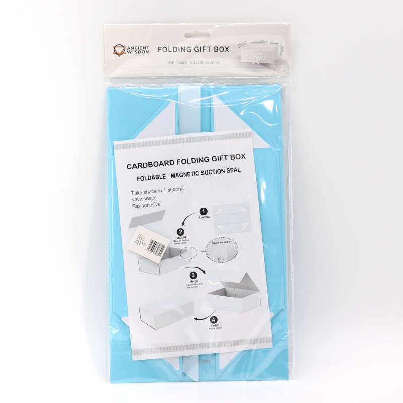 (image for) Flat Pack Gift Box - Medium Square (20x18.2x8cm) - Baby Blue