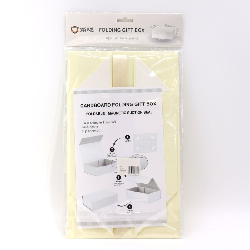 (image for) Flat Pack Gift Box - Medium Square (20x18.2x8cm) - Ivory