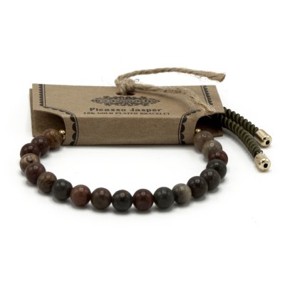 (image for) 18K Gold Plated Gemstone Moss String Bracelet - Picasso Jasper