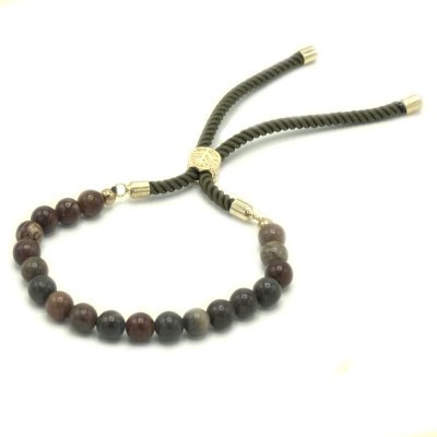 18K Gold Plated Gemstone Moss String Bracelet - Picasso Jasper (image for) 18K Gold Plated Gemstone Moss String Bracelet - Picasso Jasper