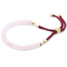 (image for) 18K Gold Plated Gemstone Bordeaux String Bracelet - Rose Quartz