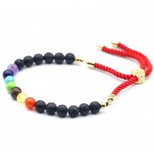 (image for) 18K Gold Plated Gemstone Royal String Bracelet - Lava Stone Chakra