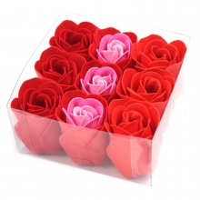 (image for) Set of 9 Soap Flowers - Red Roses