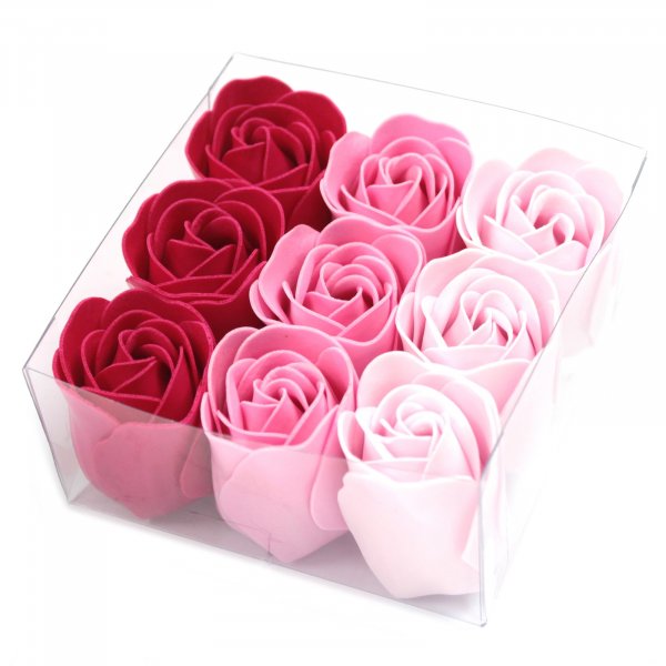 (image for) Set of 9 Soap Flowers - Pink Roses
