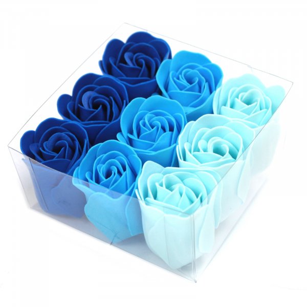 (image for) Set of 9 Soap Flowers - Blue Wedding Roses