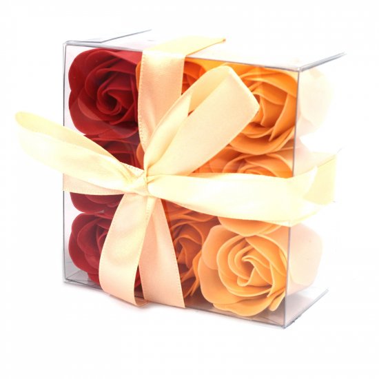 (image for) Set of 9 Soap Flower Box - Peach Roses