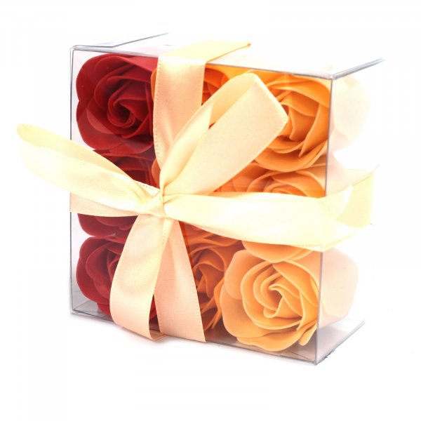 (image for) Set of 9 Soap Flower Box - Peach Roses