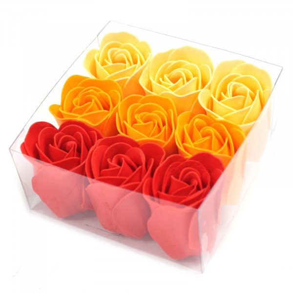 (image for) Set of 9 Soap Flower Box - Peach Roses