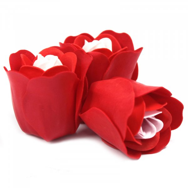 (image for) Set of 3 Soap Flower Heart Box - Red Roses
