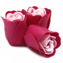 (image for) Set of 3 Soap Flower Heart Box - Pink Roses
