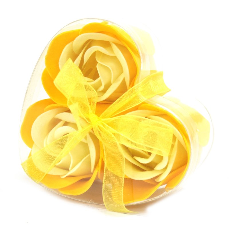 (image for) Set of 3 Soap Flower Heart Box - Spring Roses