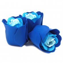 (image for) Set of 3 Soap Flower Heart Box - Blue Wedding Roses