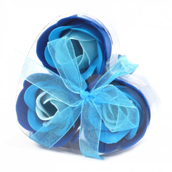 (image for) Set of 3 Soap Flower Heart Box - Lavender Roses