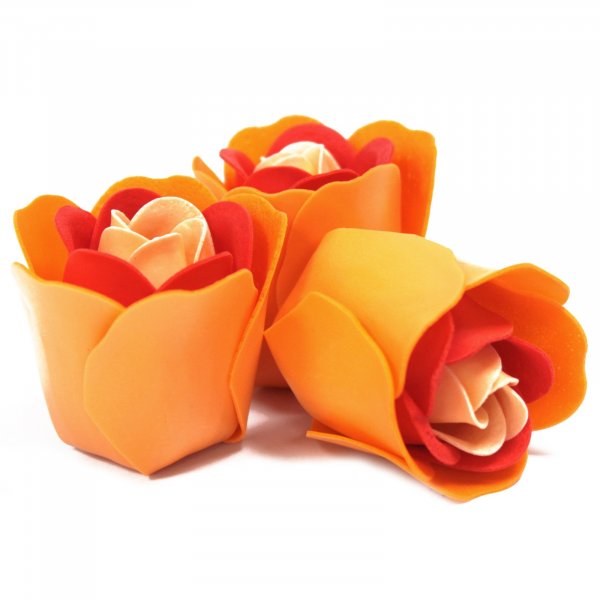 (image for) Set of 3 Soap Flower Heart Box - Peach Roses