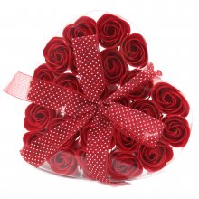 (image for) Set of 24 Soap Flower Heart Box - Red Roses