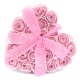 (image for) Set of 24 Soap Flower Heart Box - Pink Roses