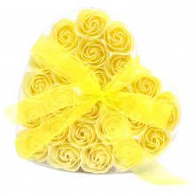 (image for) Set of 24 Soap Flower Heart Box - Yellow Roses
