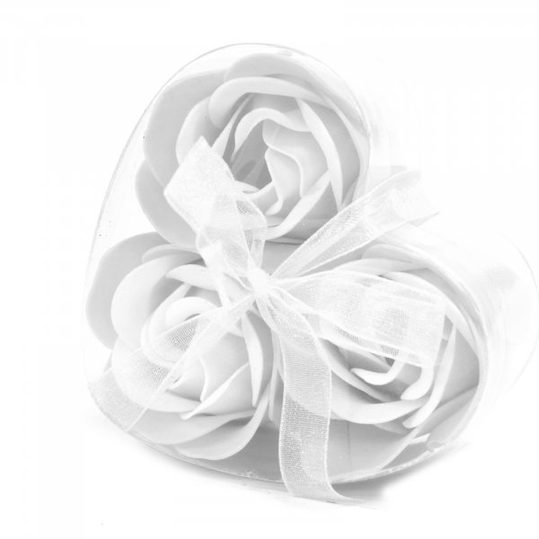 (image for) Set of 3 Soap Flower Heart Box - White