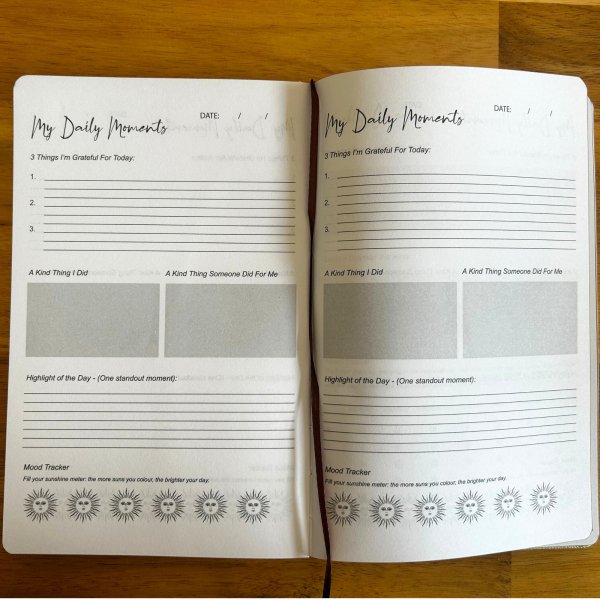 (image for) Black Gratitude Journal with Silver Lining - 120 pages - I am Thankful For