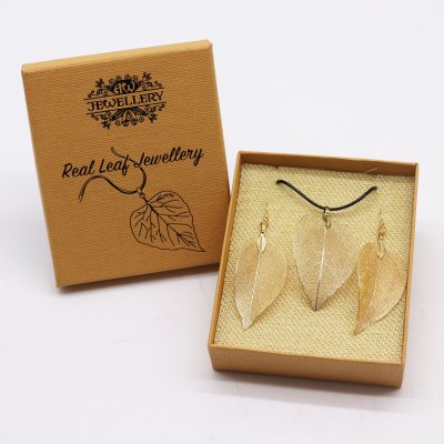 (image for) Necklace & Earring Set - Bravery Leaf - Gold