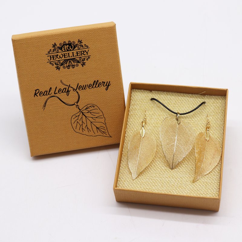 (image for) Necklace & Earring Set - Bravery Leaf - Gold